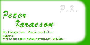 peter karacson business card